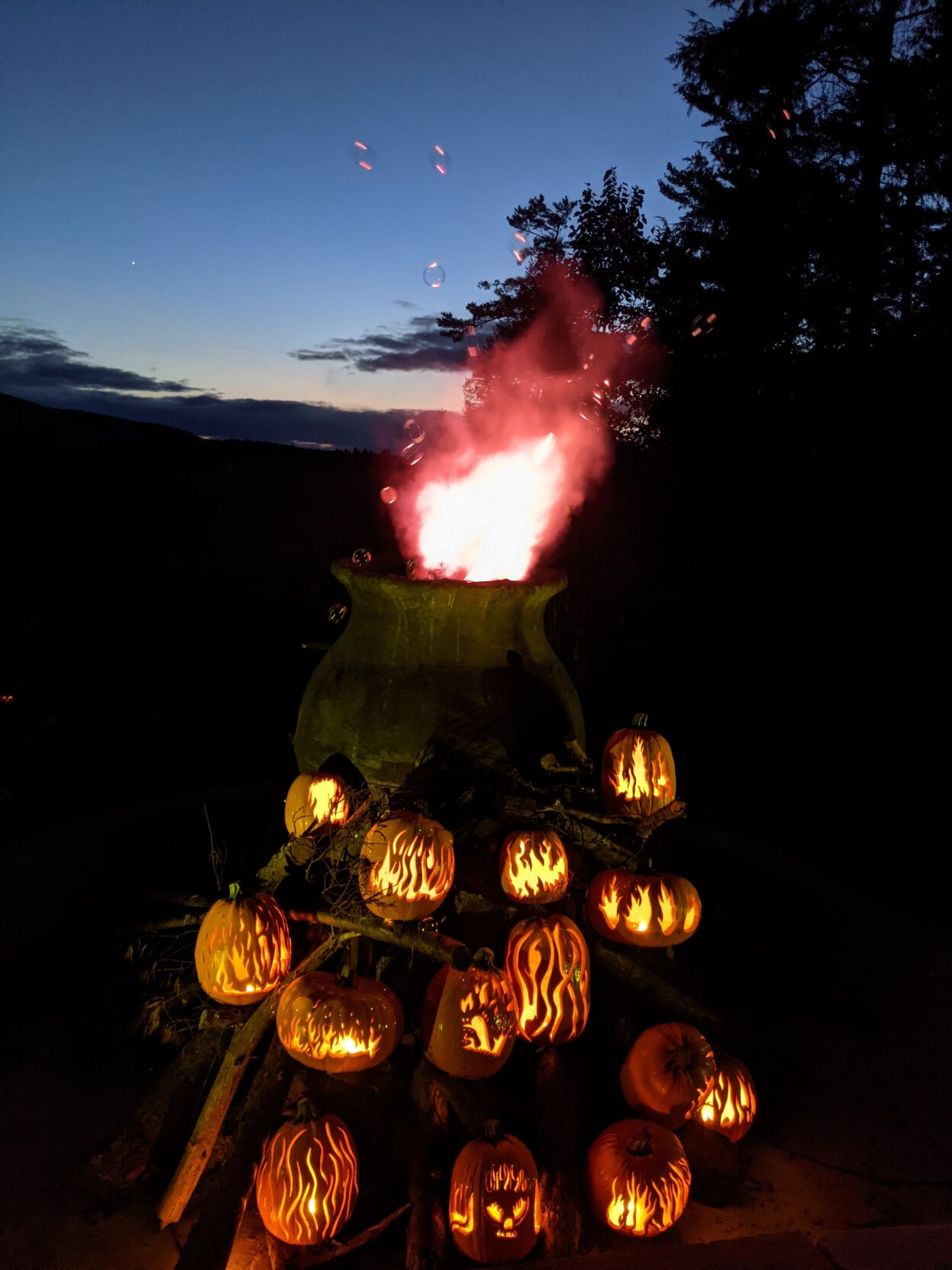 Cauldron spouts flame